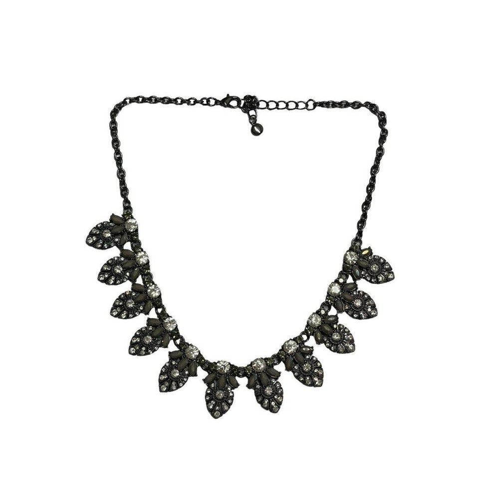 Vintage Black Crystal Faux Onyx Collar Necklace Statement Stylish